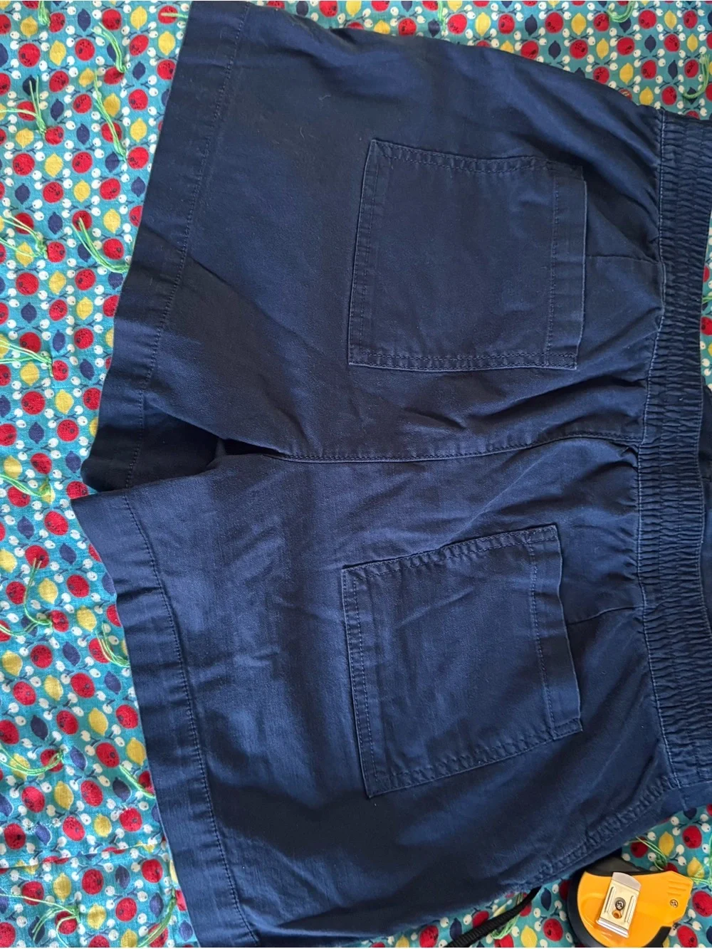 LOFT Navy Drawstring Cotton Athletic Shorts with White Cord